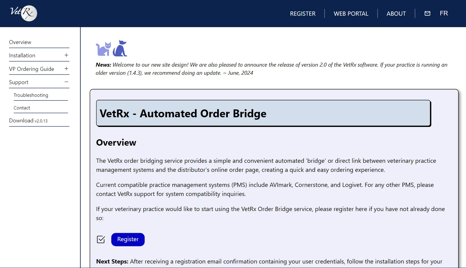 VetRx home page screenshot