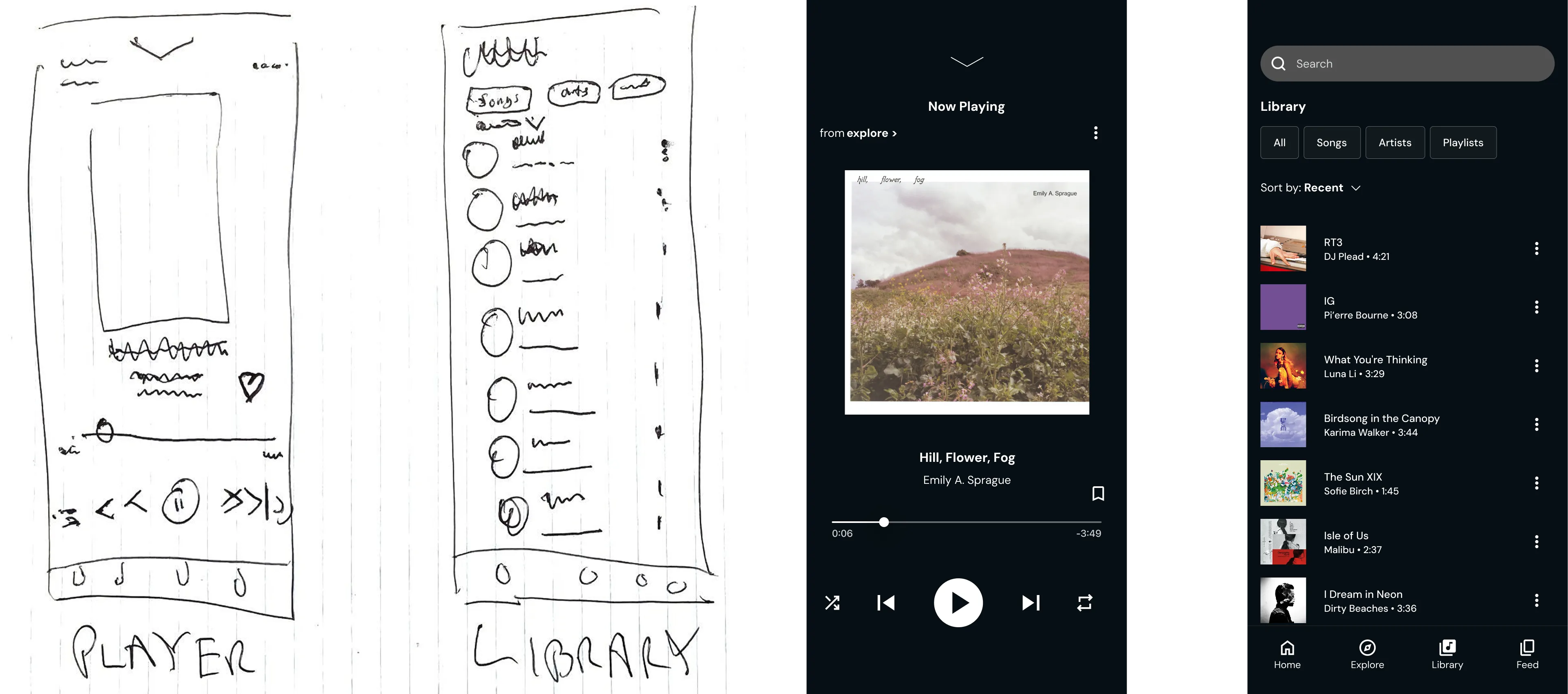 Early wireframe sketch